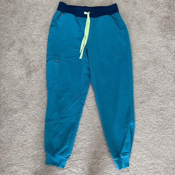 Figs Zamora Jogger Scrub Pants Medium Petite Blue Nurse Medical Career Stretch - Picture 1 of 5